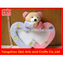 Best selling heart shaped photo frame stuffed animal photo frame, frame toy photo frames love photo frame with teddy bear head